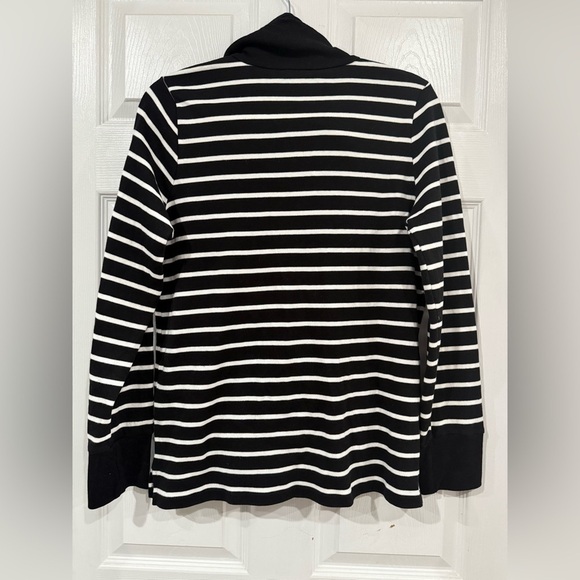Jones New York sport Black and White Striped Quarter-Zip Pullover - Picture 3 of 5